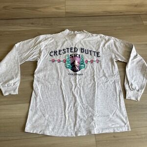 Vintage Signal Mega-Tee CRESTED BUTTE COLORADO SKI Long‎ Sleeve Shirt Sz XL